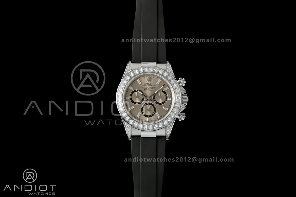 Daytona 126539 Gain Weight Diamond Bezel QF Silver Dial T Diamond On Oysterflex Strap SH4131 (Free Sprung)